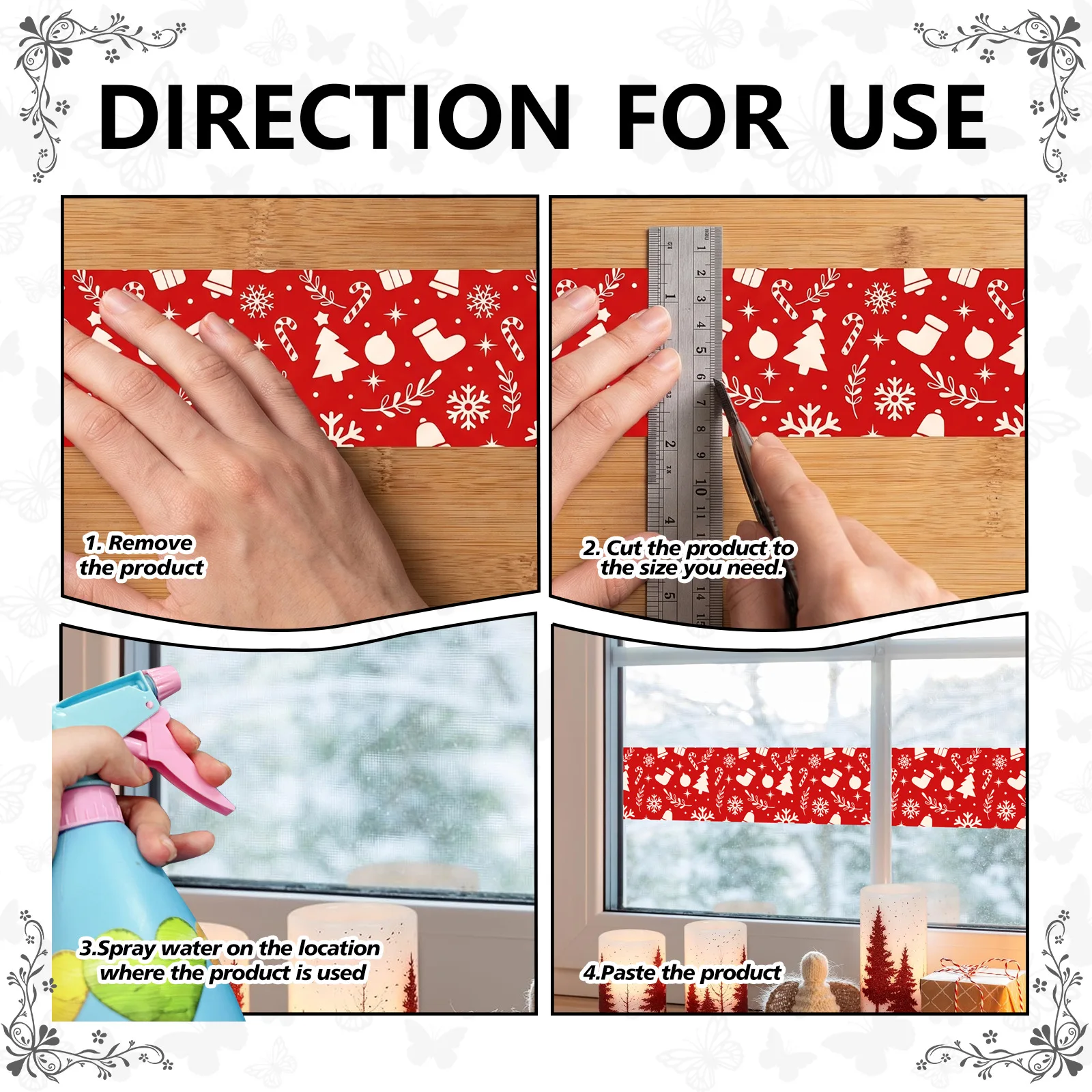 Easy Peel Christmas Wall Border Sticker PVC for polka Dot Stripe 10m/32.8ft Red Green Gold Design for Indoor Holiday Decoration