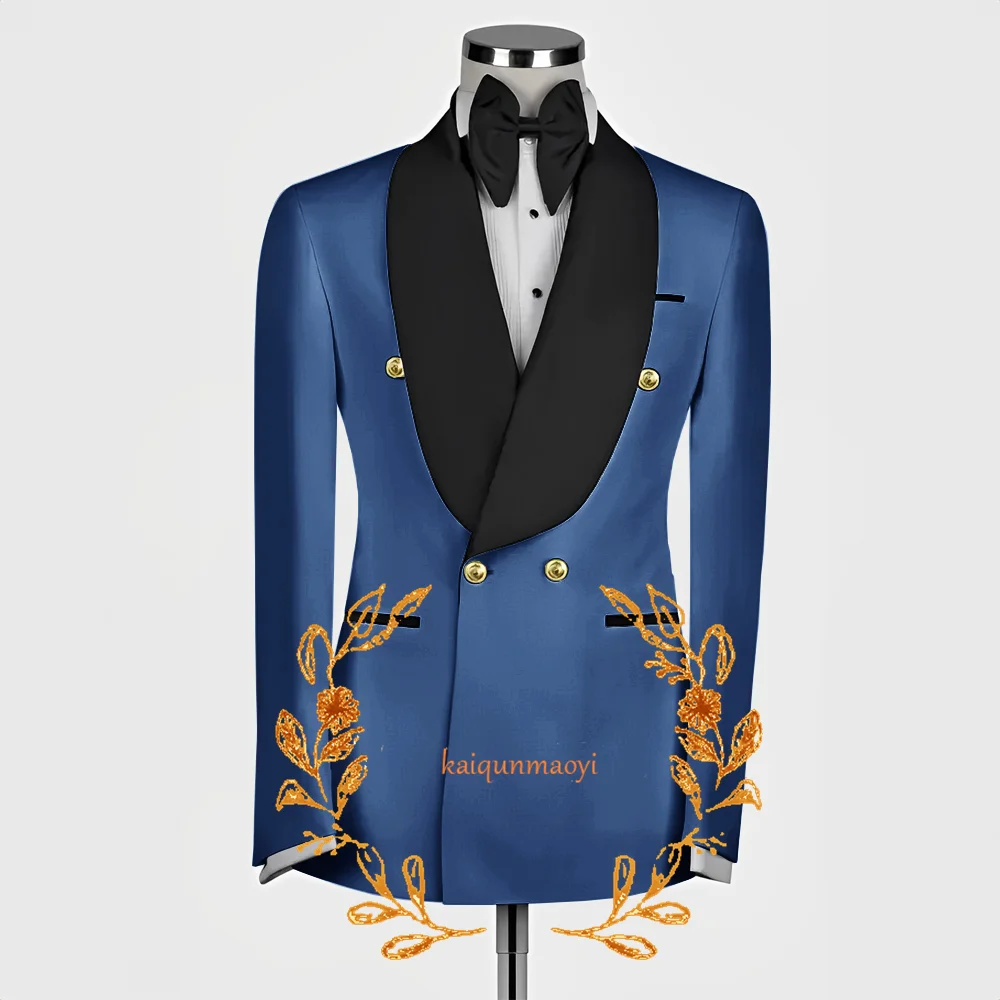 Men's Double Breasted Suit Wedding Groom Tuxedo 2 Piece Suit Formal High Quality Jacket Pants Custom Elegant Suit