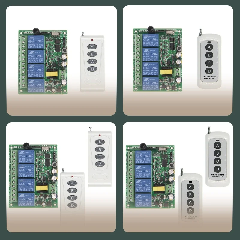 

4CH Wireless Remote Control Switch AC 85V-265V Household Commercial Lamp Motor Water Pump Control