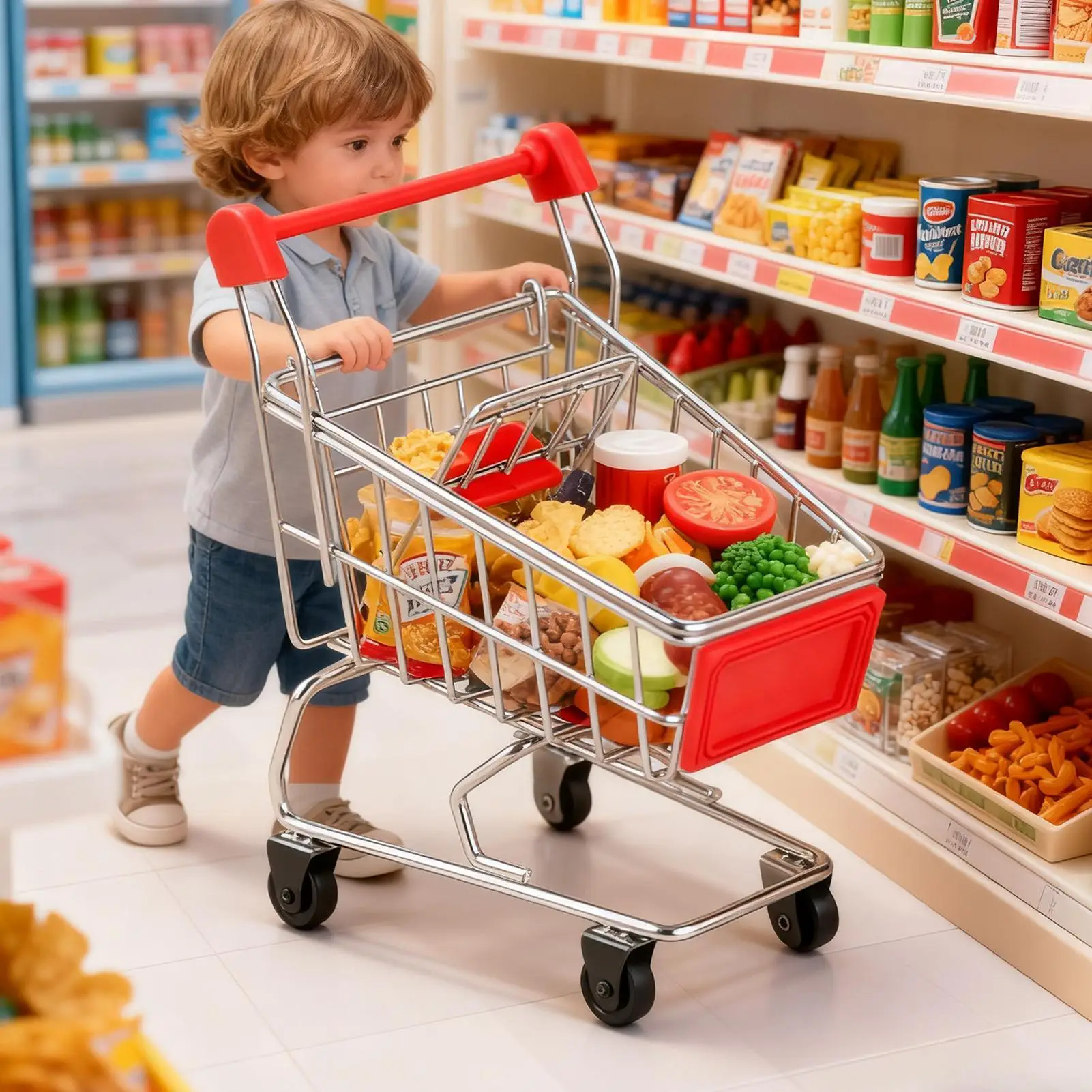 Pequeno carrinho de mercearia casa de boneca acessórios carrinho de compras utilitário para crianças meninos coletores jardins de fadas fingir jogar arquitetônico