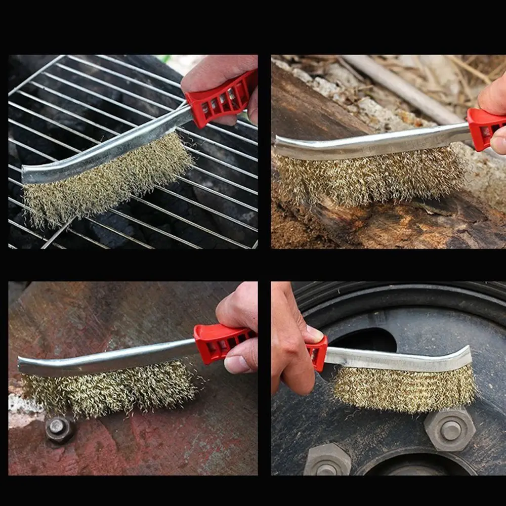 Stainless Steel Wire Brush New Multifunctional Red Silver Remove Rust Brush Polishing Coating Home