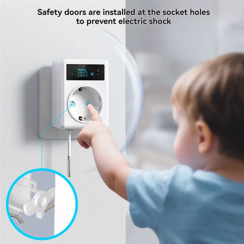 ABSQ-Tuya واي فاي ترموستات المخرج التوصيل 16A مع استشعار درجة الحرارة للبرمجة العد التنازلي المقبس للتدفئة والتبريد الاتحاد الأوروبي التوصيل