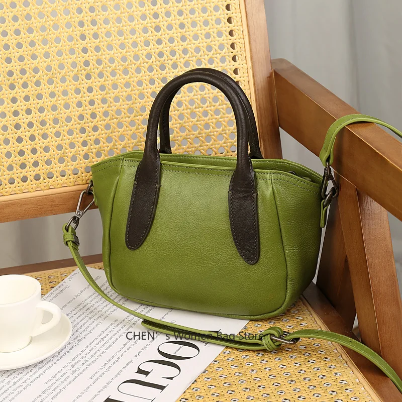 

2025 New Spring/Summer Small Bag Versatile Shoulder Crossbody Bag Simple Handbag Commuter Genuine Leather Women's Bag