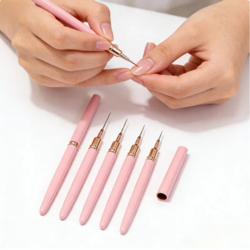 5개 네일 아트 라이너 브러쉬 세트 프로페셔널 UV 젤 네일 브러쉬 키트 프렌치 스트라이프 라인 페인팅 드로잉 플라워 펜 매니큐어