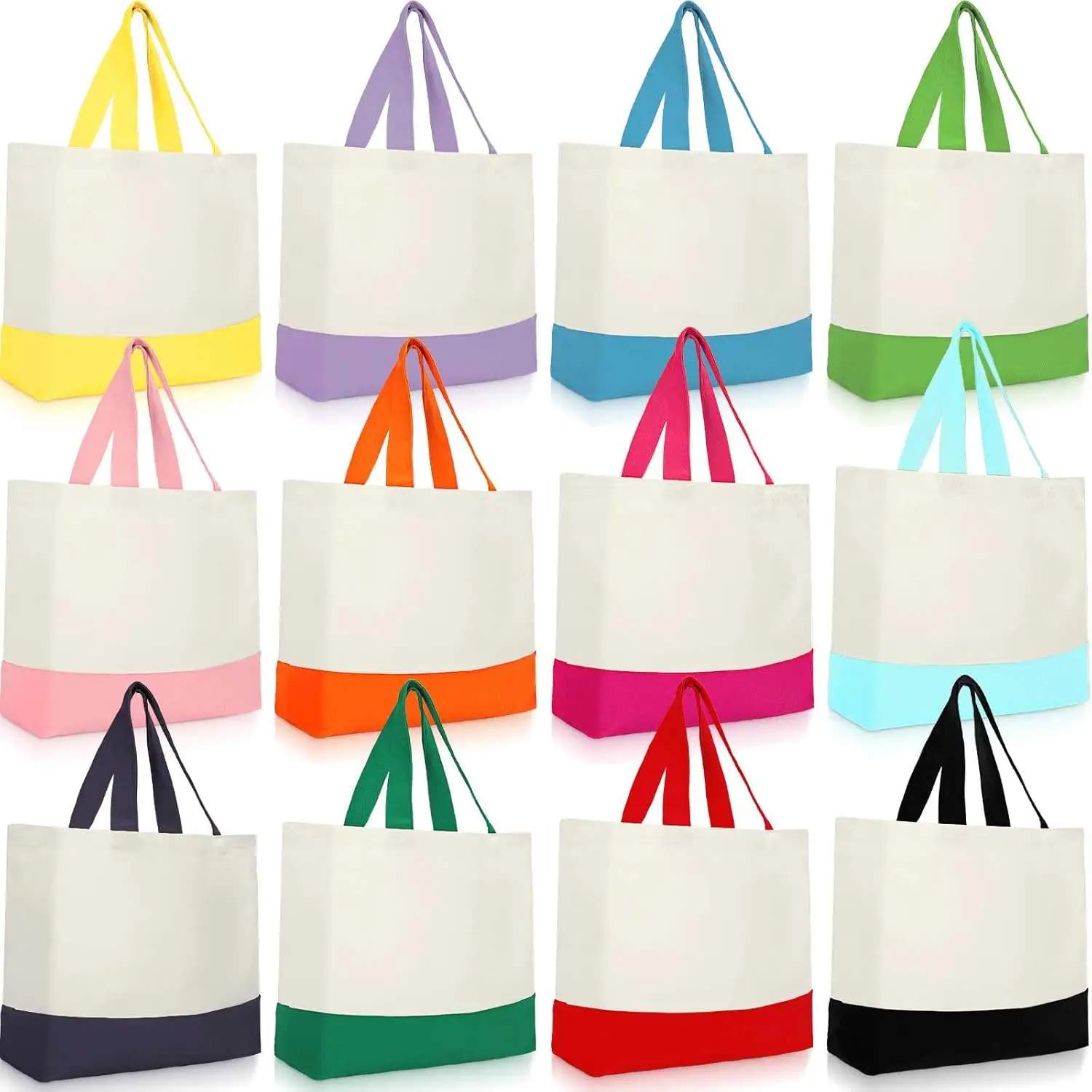 

Epakh 12 Pack Canvas Tote Bags Bulk 18.5 x 15 Inch Reusable Grocery Bags Shopping Bags Tote Bag for Women Mother