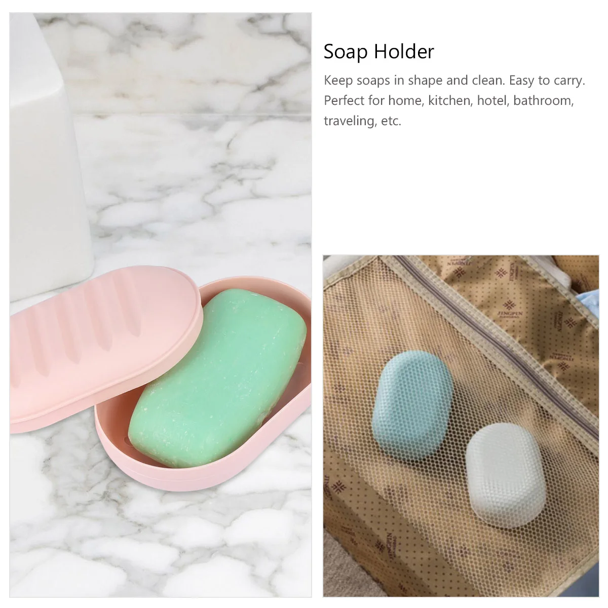 

8 Pcs Plastic Reusable Bathroom Soap Case Kitchen Hotel Travel Storage Container Dish Holder Soap Dish Case