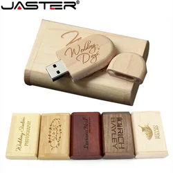 JASTER USB Flash Drive 128GB Memory Stick 2.0 Wooden Free Logo Personal Customized Pendrive 4GB 8GB 16GB 32GB 64GB Prezent ślubny