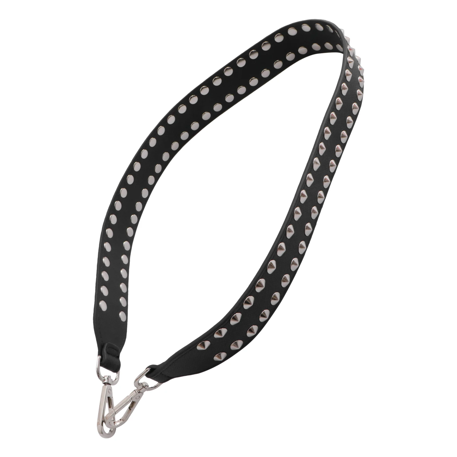 Black Punk Wide Shoulder Strap Rivet Durable Replacement Interchangeable Women Bag Strap Accessories Travel Work Use