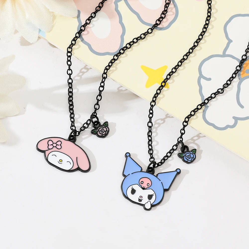 Anime Sanrio Figura Kuromi My Melody Cartoon Ciondolo in metallo Kawaii Donna Ragazza Regali di compleanno per feste