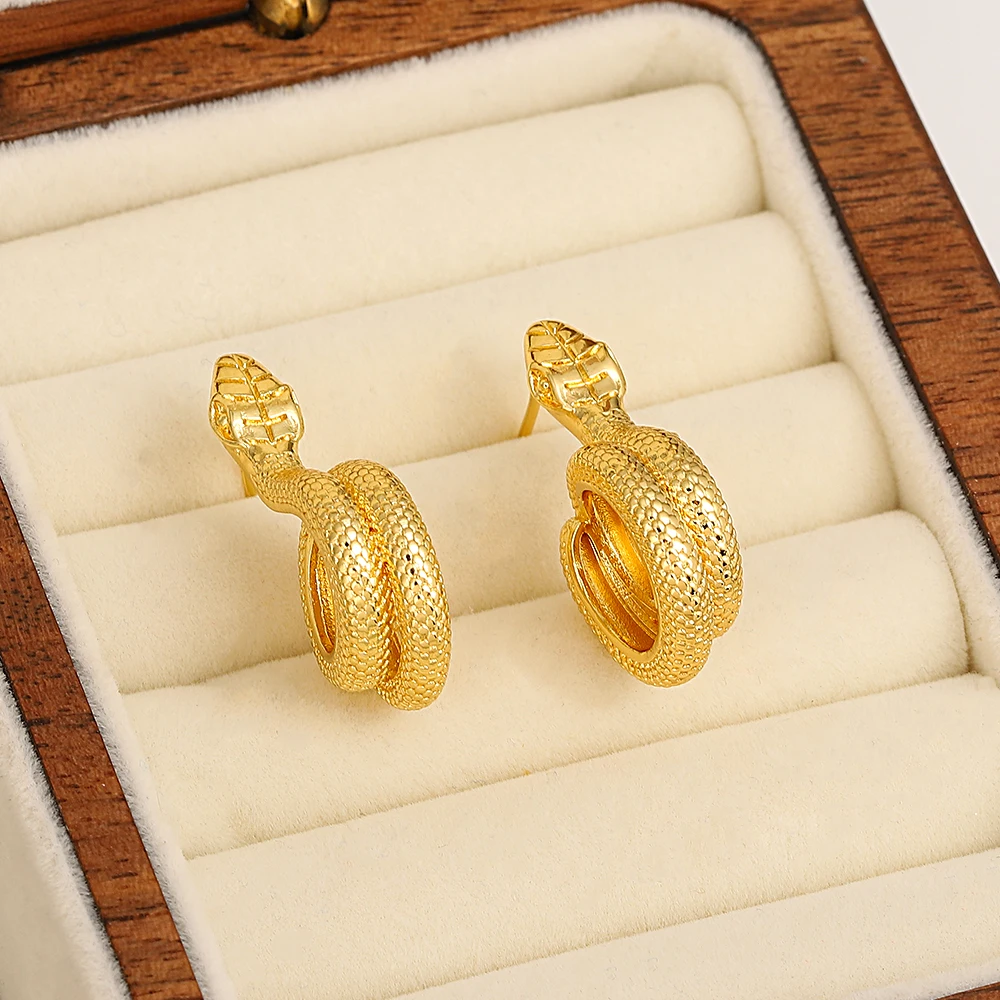 FLASHBUY Trendy Wrapped Snake Shaped Earrings For Women Statement Copper Alloy Earrings Jewelry