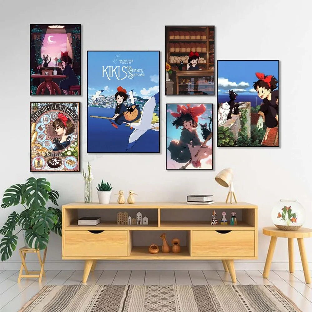 K-Kikis D-Delivery S-Service Anime Movie Poster HD art sticky wall waterproof home living room bar decoration