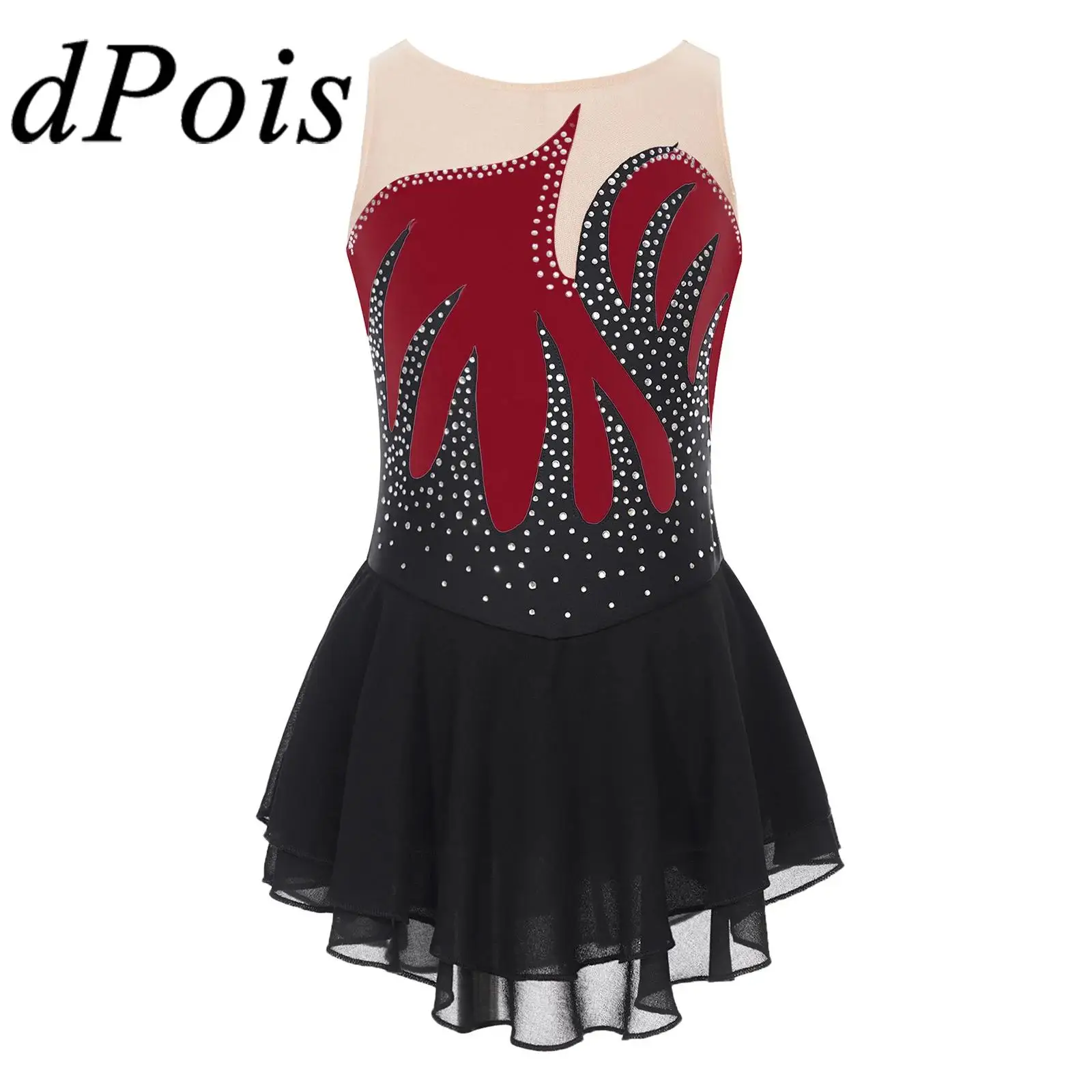 

Children's Figure Skating Dress Kids Girls Ballet Tutu Clothes Rhythmic Gymnastic Jumpsuit Dancewear Teens Ice Skating Dress