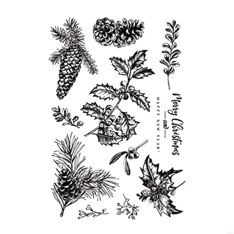 

L5BF Рождественские сосновые конусы Силиконовые прозрачные печать марки DIY ScrapBooking