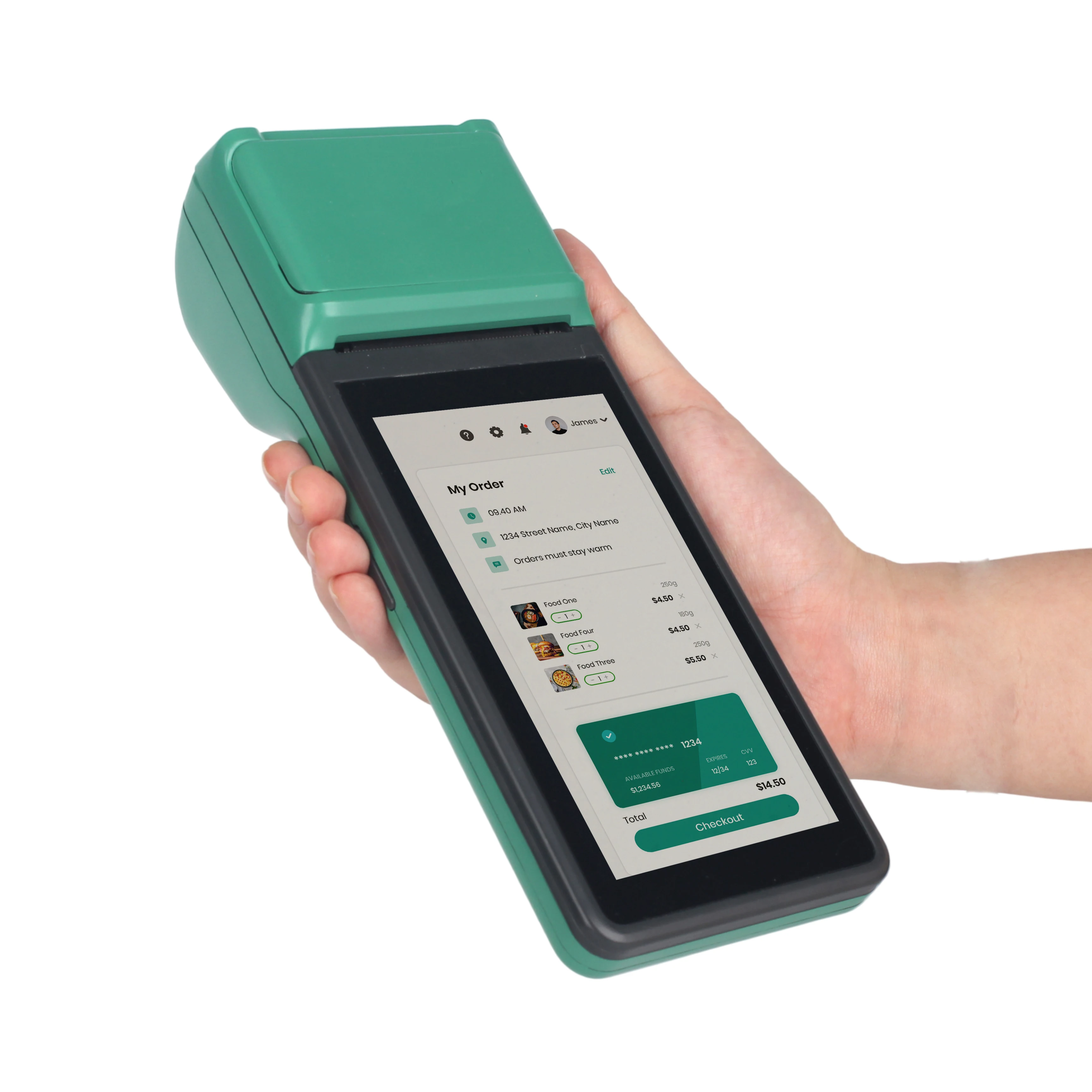 Industrial Handheld POS Terminal Green T3 Portable Inventory Scanner with Built-in Thermal Printer for Warehouse & Logistics