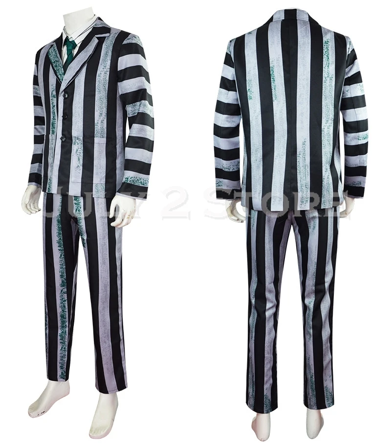 Beettlejuice disfraz de Halloween para hombre y mujer, traje gótico, Roleplay espeluznante, traje fantástico de fiesta