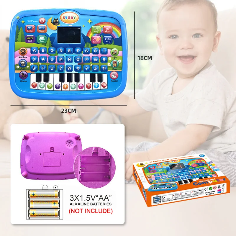 Doppelt als elektronische Tastatur, Geburtstags-Weihnachtsgeschenk, Lerntablett-Spielzeug für Kinder ab 3 Jahren, Alphabetisierung, Mathematik, Musiklernen