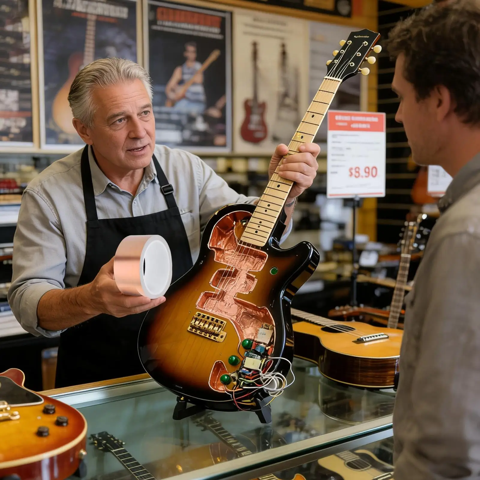 

Гитарная защитная лента, фольгированная лента для блокировки электроремонта, проводящий клей для гитарных поделок, электрическая пайка