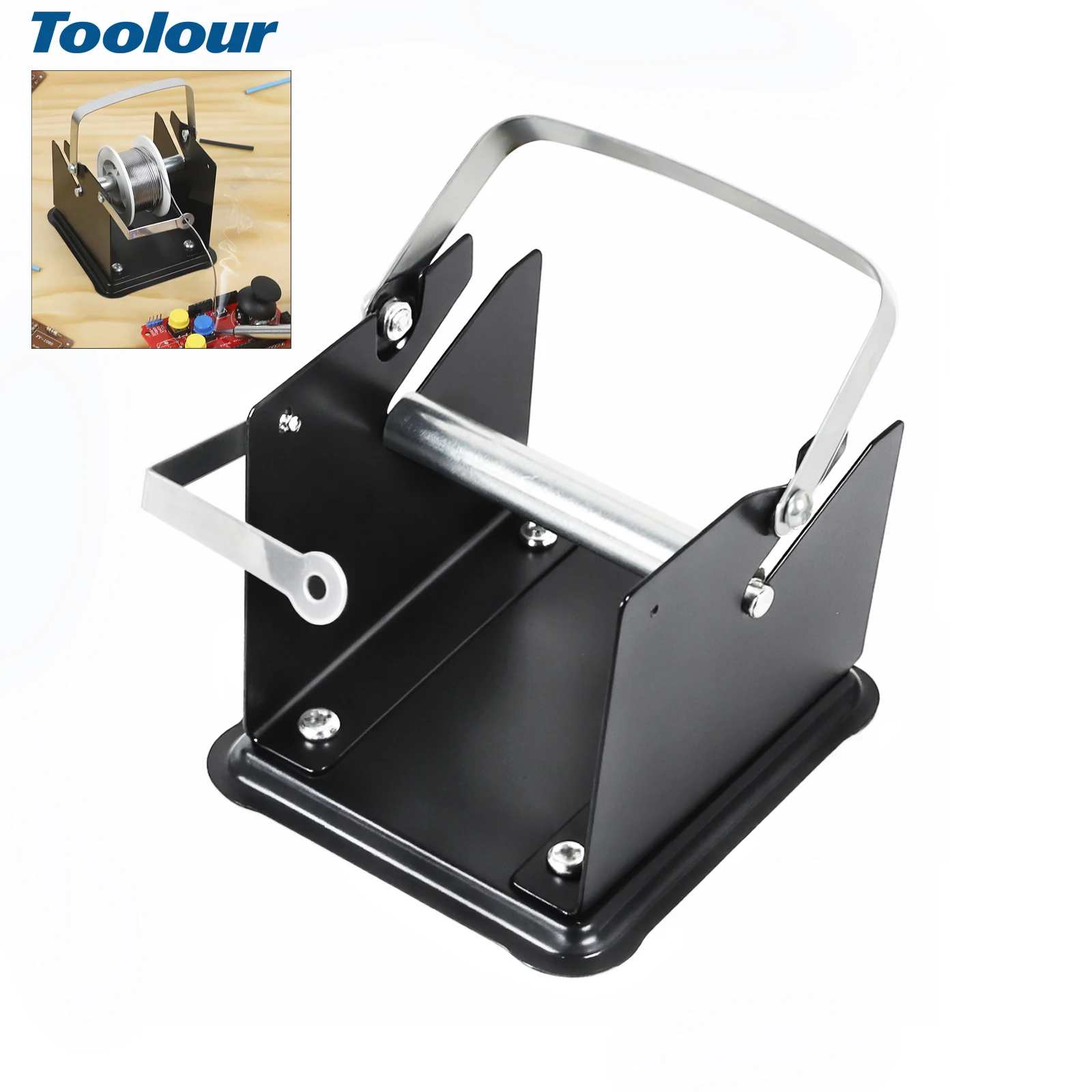 

Toolour Solder Wire Stand Welding Wire Adjustable Roll Holder Solder Dispenser Reel Soldering Iron Holder Welding Tool