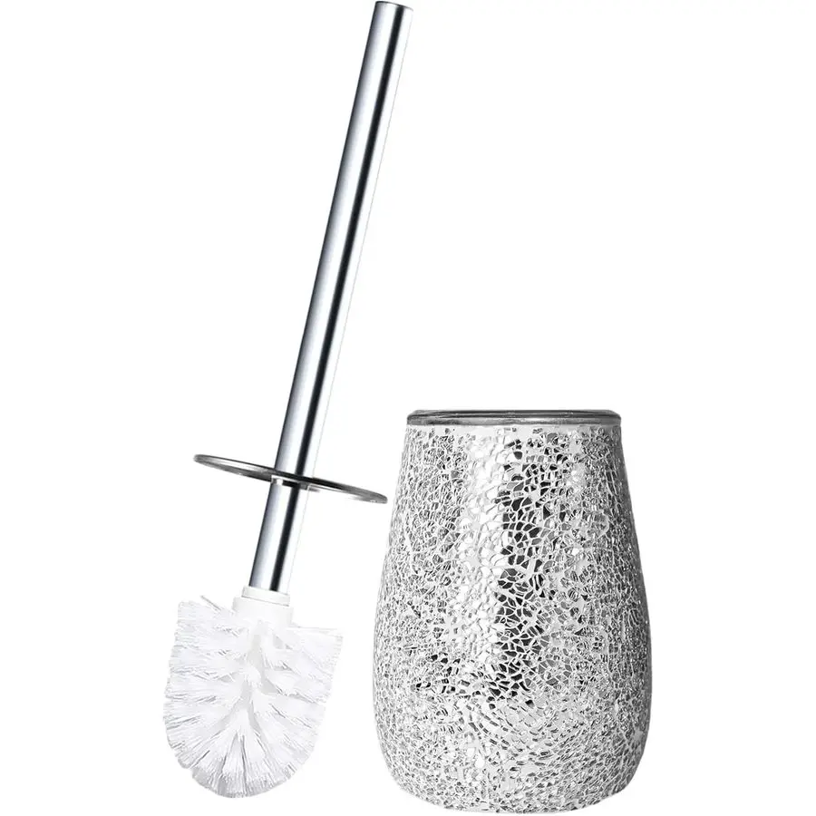

Modern Toilet Brush and Holder Set Mosaic Glass NonRustic Stainless Steel Practical amp Decorative Toilet Bowl Brush and Holder