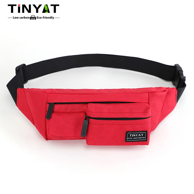 TINYAT Sports Male Fanny pack belt bag Waist pack water proof banana man Lightweight Polyester Multi-pocket Daily Use