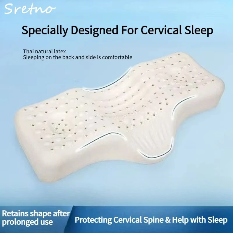 Natural Latex Cervical Pillow Two-way Stretch Butterfly-shaped Partition Side Sleeping Protect Cervical Special Pillows oreiller