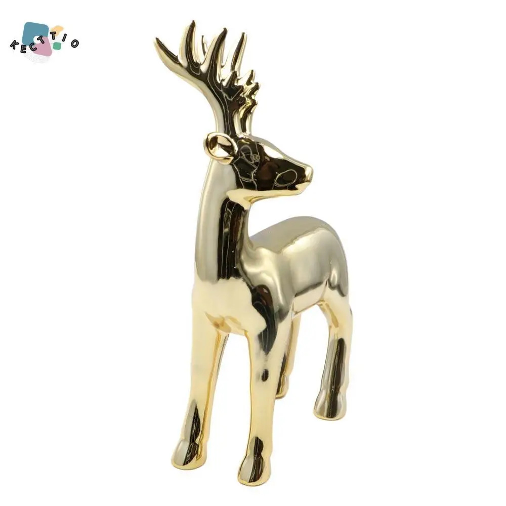 

Modern Style Gold Deer Statue Crafts Creative Elk Sculpture Photo Props Home Gifts Reindeer Figurines Wine Cabinet