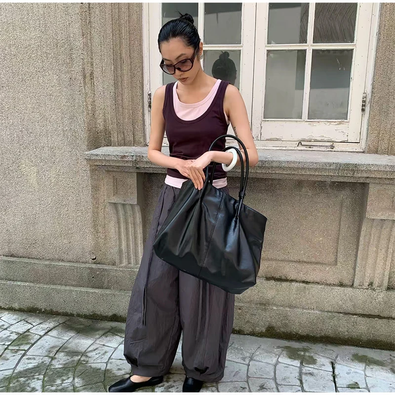 Weiche Tragetasche, Damen-Schultertasche aus Kunstleder mit großer Kapazität, einfarbig, mit Magnetverschluss, vielseitige Freizeit- und Pendler-Handtasche – Detail 14