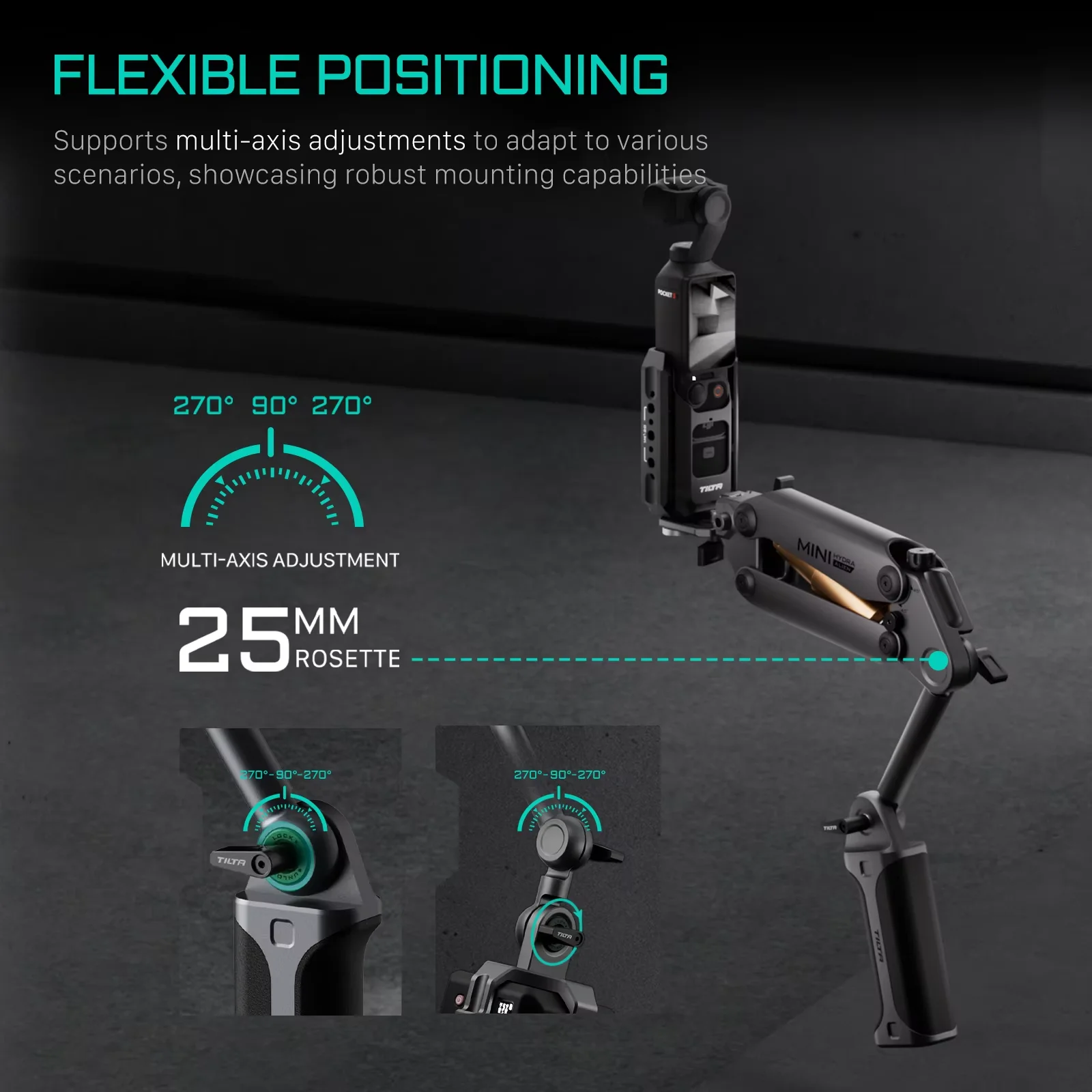 TILTA HDA-T15 Hydra Alien Mini Vehicle Mounted Damping Arm For DJI Action 4 Action 3/ Pocket 3/ insta360 X3/ insta360 X4