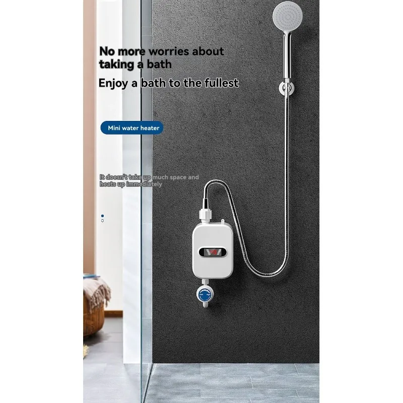 TAIGH-Mini Tankless Electric Water Heater, 3500W Instant Shower Heating System With Adjustable Temperature UK Plug