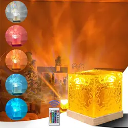 RGB Crystal Lamp Water Ripple Projector Night Light Home Houses Bedroom Aesthetic Decor Atmosphere Night Lamp Gift Sunset Lights