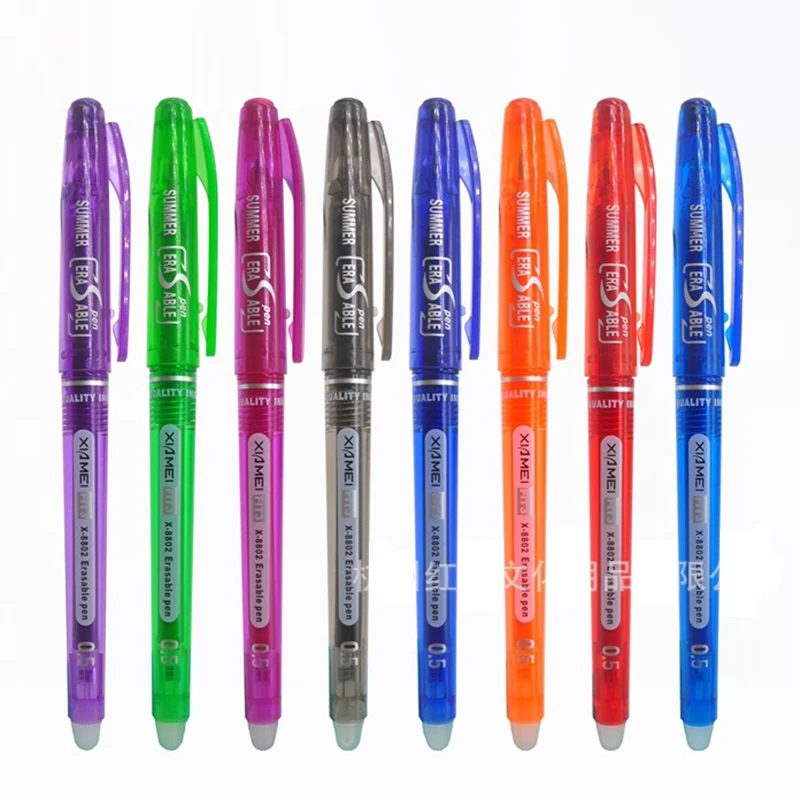 8pcs/set, Magic Erasable Pen Can Replace 8 Colors Black/red/crystal Blue/ink Blue/green/rose Red/orange/purple Office Stationery