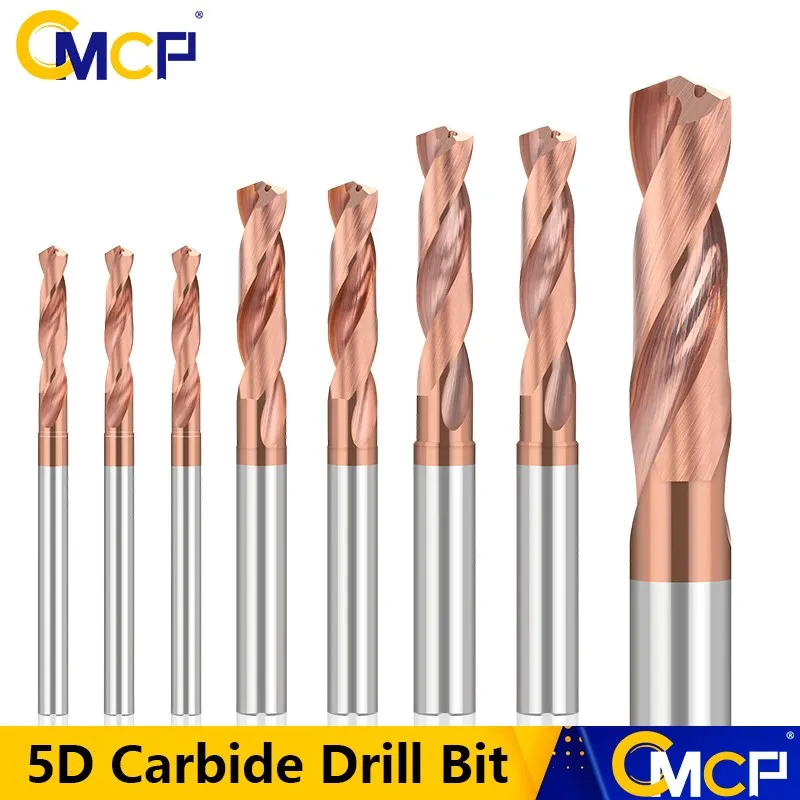 

CMCP 5D Tungsten Steel Drill Bit TiCN Coated Drill Bit Internal Coolant Drill Bit For CNC Machine For Metalworking Tool 3.0-10mm