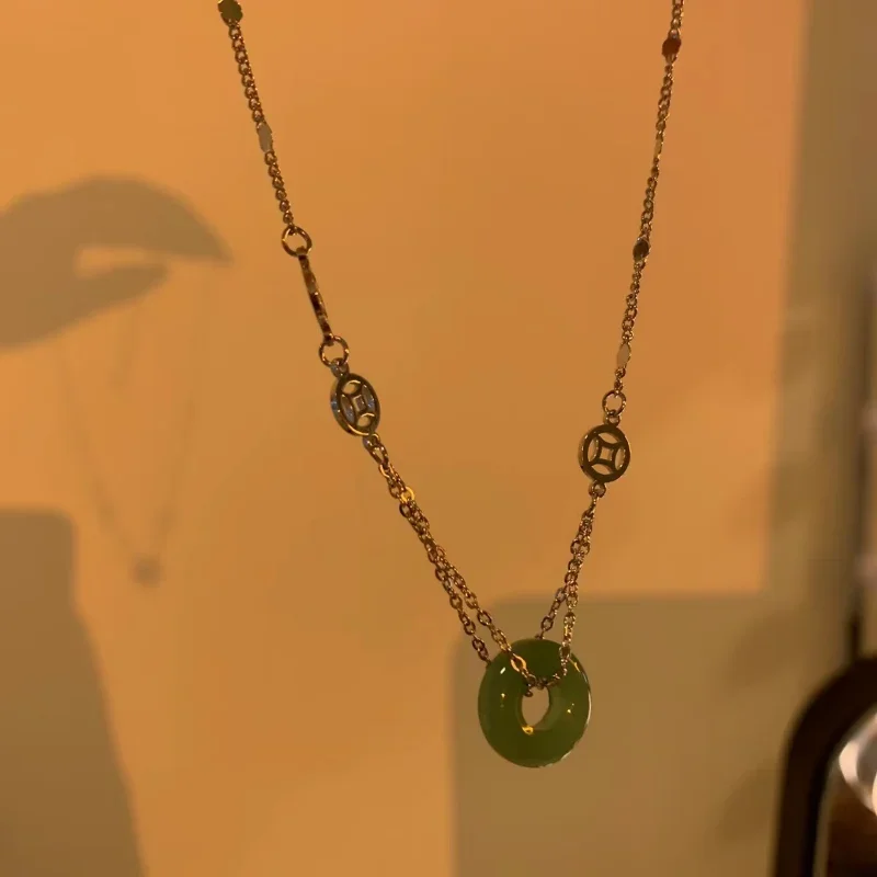 قلادة بإبزيم حجري للنساء ، سلسلة عنق ، سلسلة ترقوة ، إحساس بتصميم الأقلية ، نمط صيني ، مجوهرات صيفية جمالية ، جديدة #5