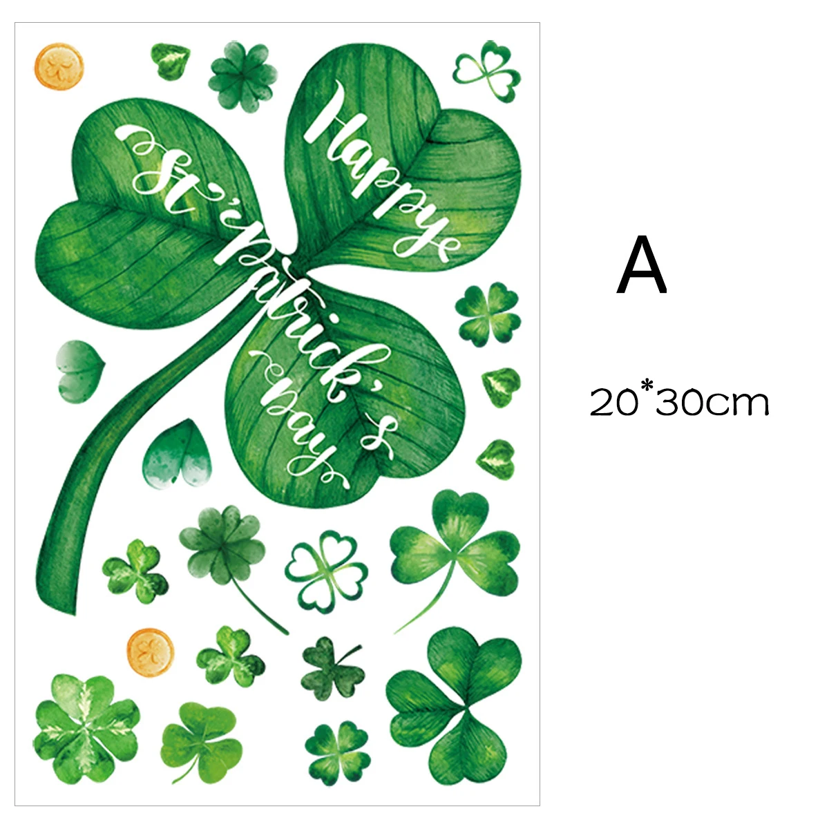 1/5Pc St. Patrick\'s Day Theme Double-Side Window Stickers Shamrock Wall Sticker for Home Irish Saint Party Background Decoration