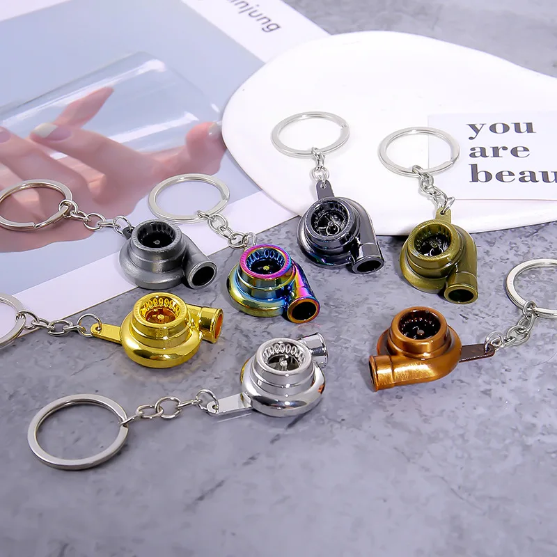 Multi-color Metal Car Turbo Key Chain Turbocharger Starter Keyring Car Key Ring Turbocharged Creative Car Key Ring