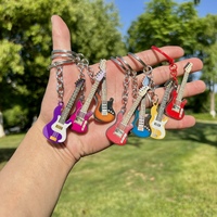 Metal Guitar Love Heart Key Ring for Men Women Sweet Keychain Cool Trendy Rock Vintage Pary Gift