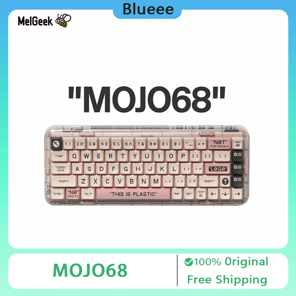 

68K Black Pink Portable 68key RGB Backlit Three Connections Mode Wireless Mechanical Keyboard ABS Keycaps Hot Swap