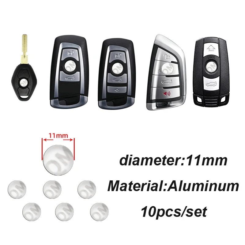 14mm Aluminum Car Remote Key Sticker Emblem Auto Accessories for BMW Citroen Toyota Volkswagen Mercedes-Benz KIA Ford Audi Honda view 6