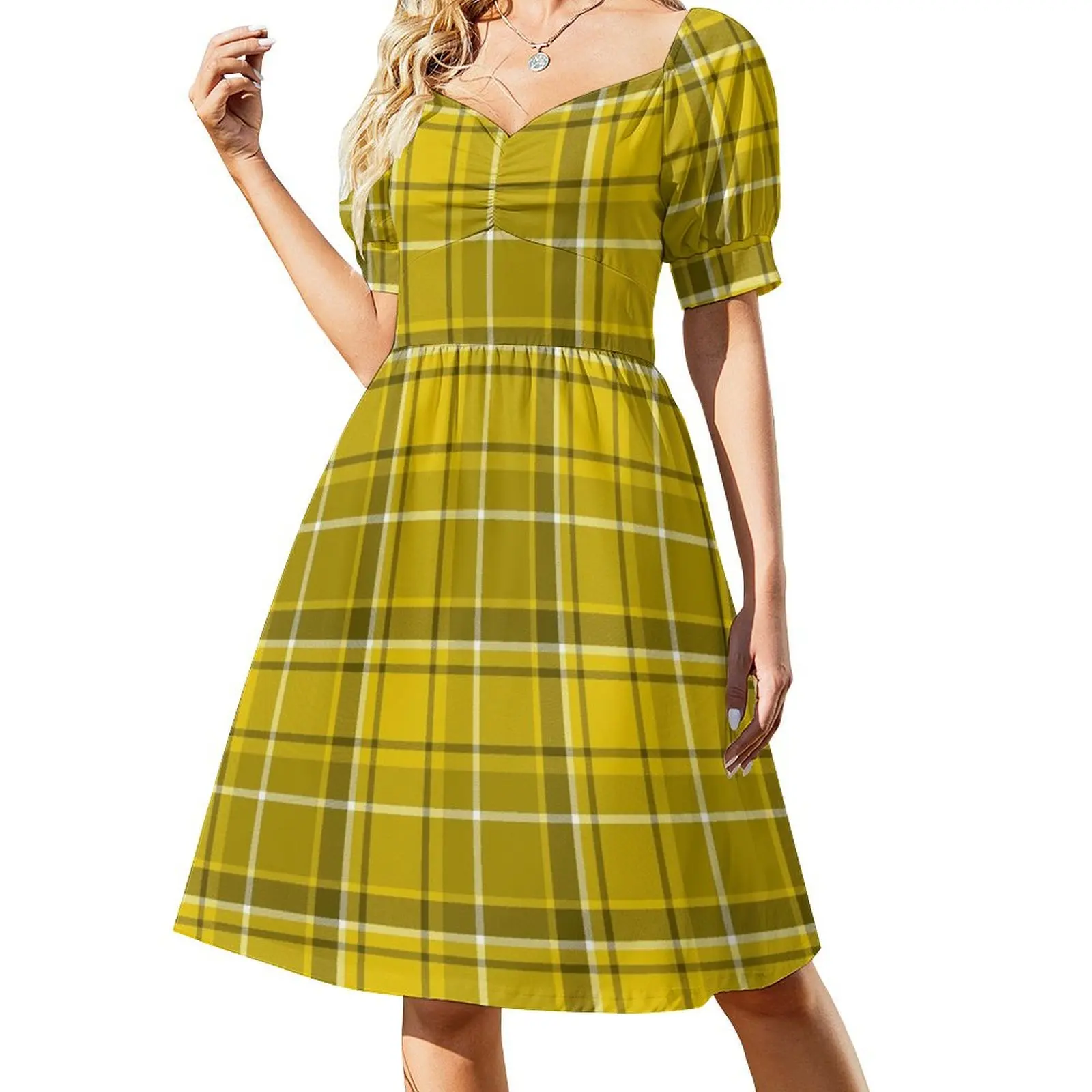 

El Dorado Gold Tartan Plaid Short-Sleeved Dress dresses summer Bride dresses Dresses gala