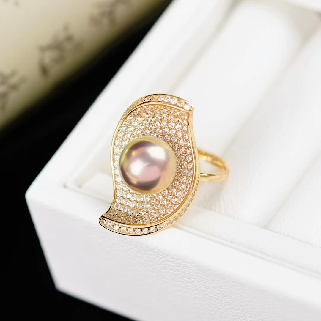 

Gorgeous 925 Sterling Silver Adjustable Finger Ring Base Settings Findings Parts Fittings Accessories for 11-12mm Pearls