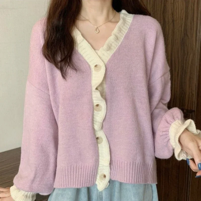 Top in maglia per donna Cardigan maglione da donna Kawaii carino rosa moda coreana in promozione economia abbigliamento freddo inverno moderno