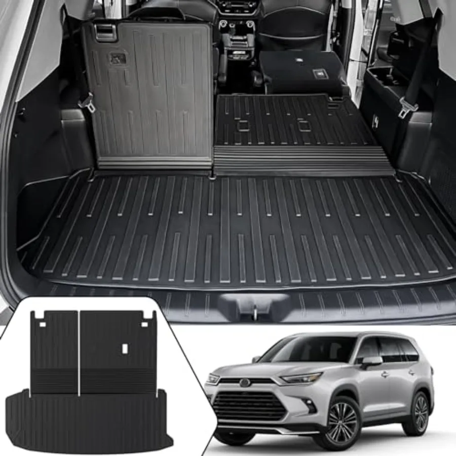 

Коврик в багажник 2-в-1 с подголовником для Toyota Grand Highlander 2024-2026, всепогодный, из TPE, черный, с премиальной защитой