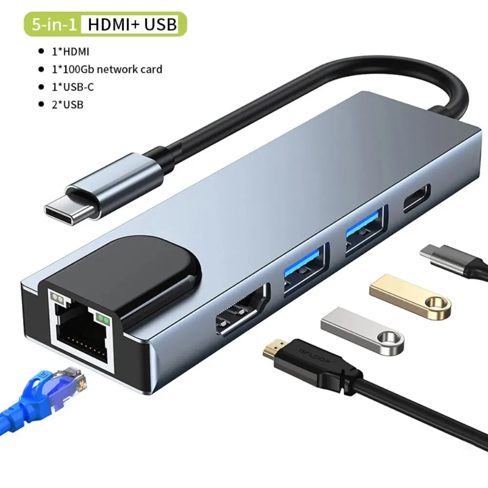 Laptop Docking Station Dual Monitor 4K@30Hz, 8 in 1 USB C Hub with HDMI, 100Mbps, 65W PD, 2 USB, SD Card Reader, USB C Dock Comp