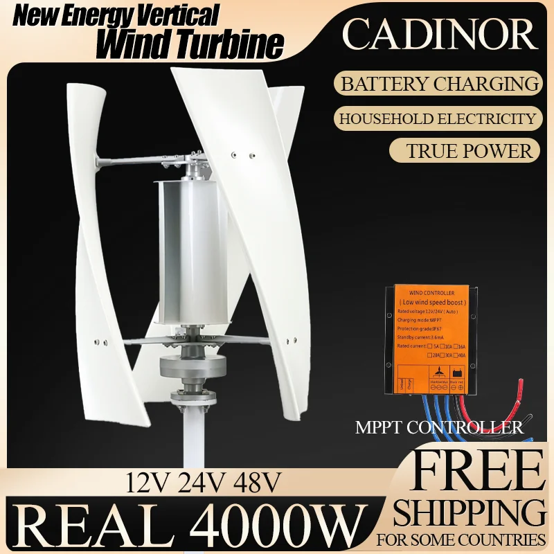 REAL 4000W Wind Turbine Generator Vertical Turbine Alternative Free Energy Uninterrupted Power Supply Electrical Wire