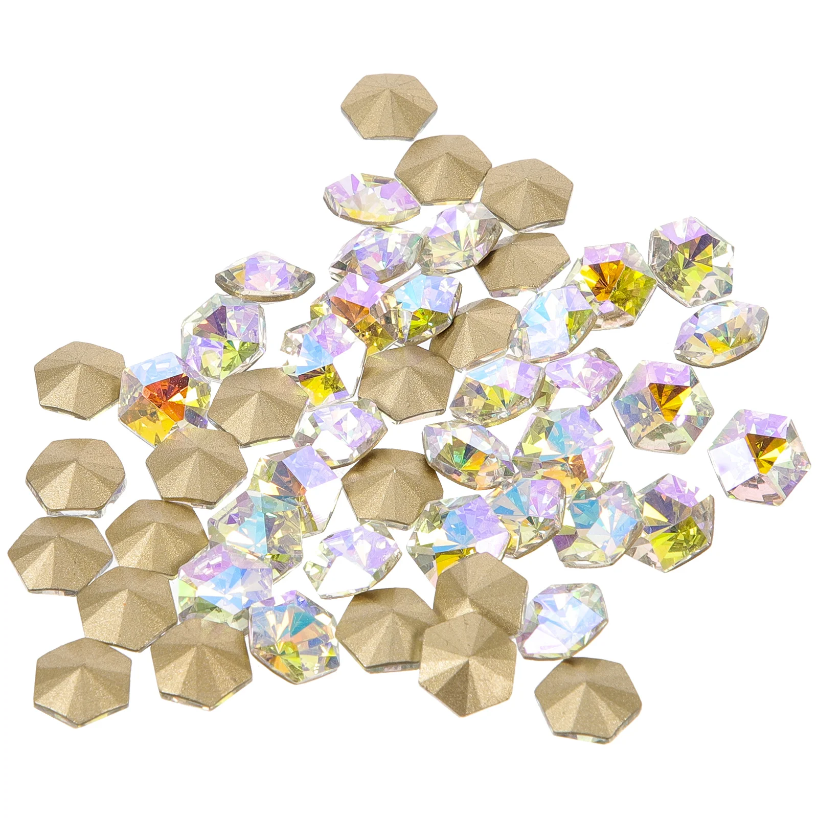 

50 pcs Hexagonal Rhinestones 3D Crystal Stickers Nail Art Gems Decorative Supplies Manicure Accessories