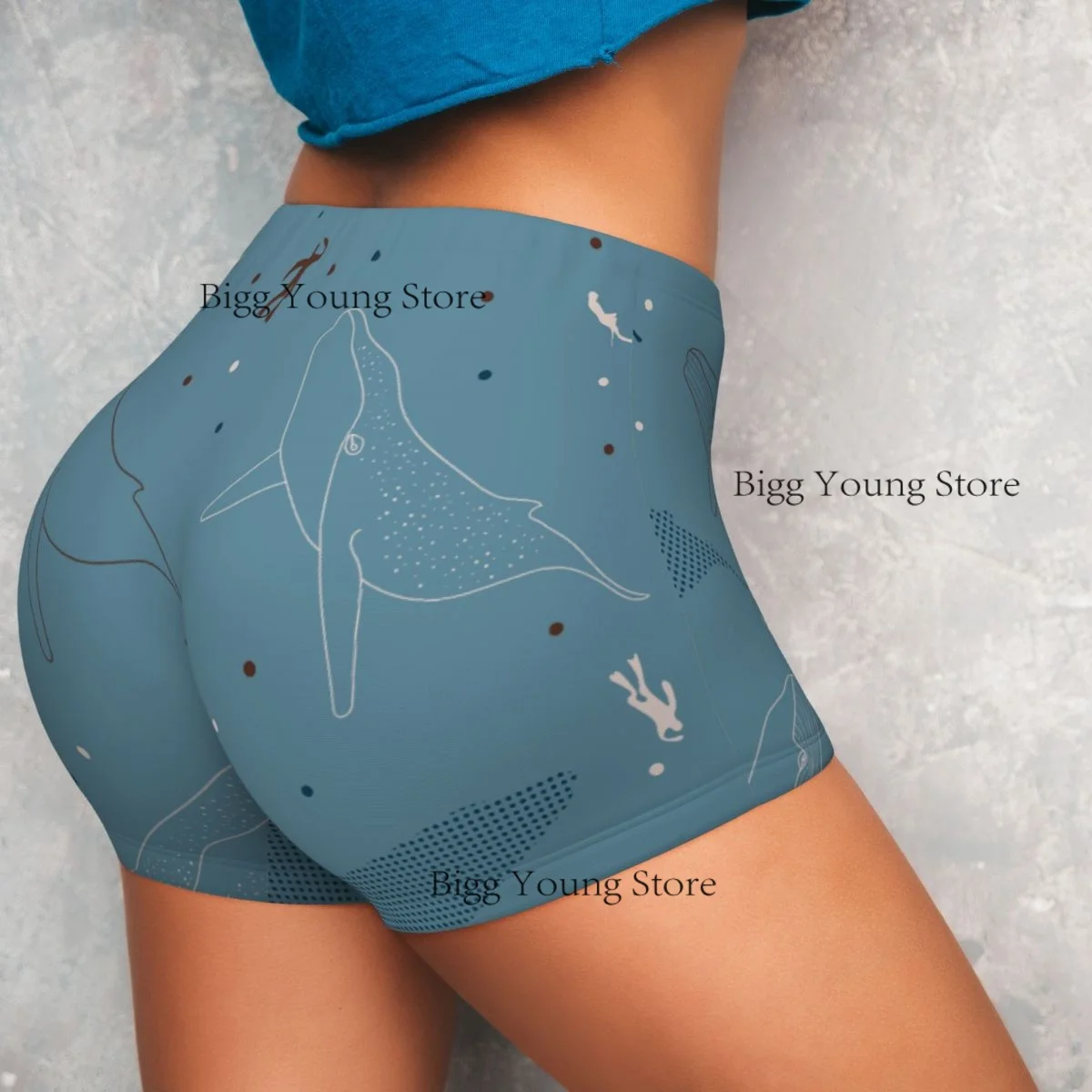 Women Yoga Shorts Sharks And Whales Workout Shorts Fitness quick-dry Ladies Yoga Gym Running Booty Shorts Pants Sportswear