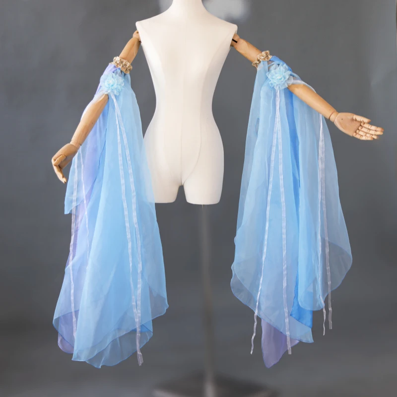 

1pair Flowing Chinese Hanfu Water Sleeves Women Dance Costume Elegant Lace Up Arm Sleeve Classical Ethnic Dance Accessory