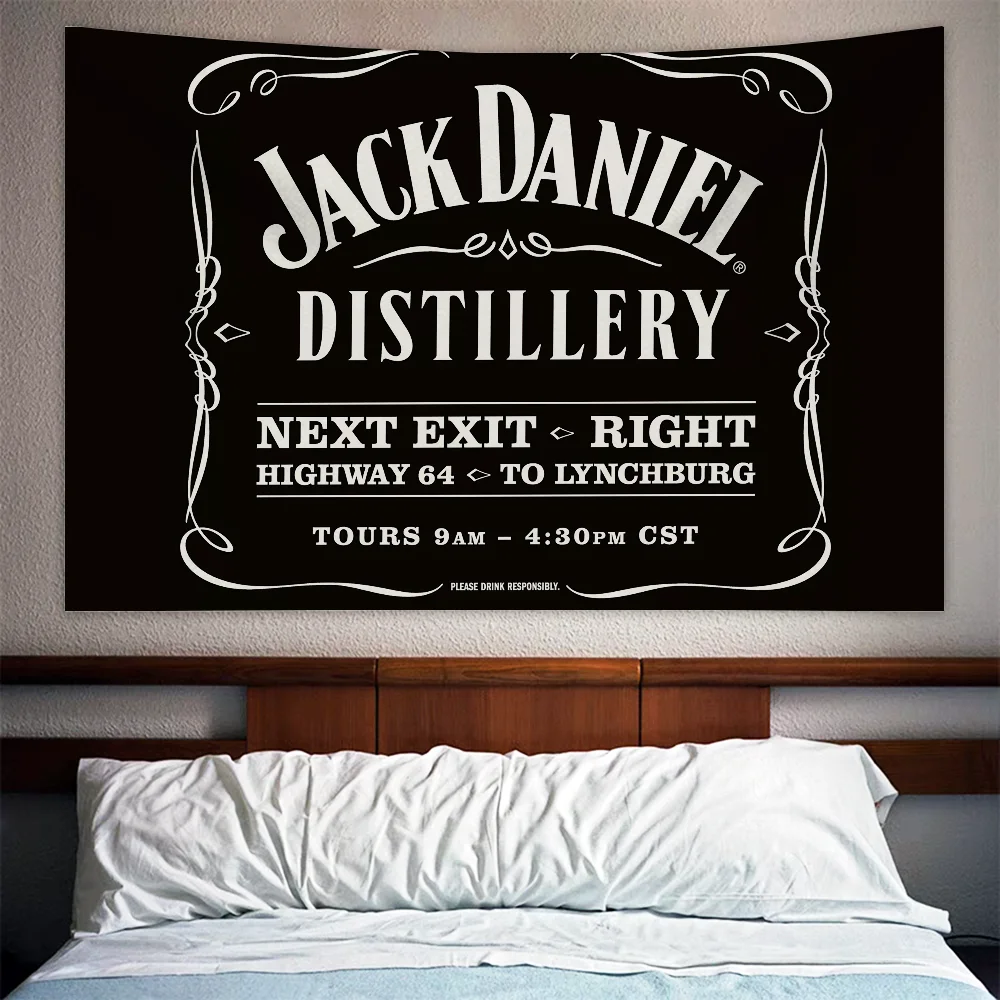 JACK DANIELS Whiskey Tapestry Wall Hanging Decor Boho Home Decoration Tapestries Cute Room Decor Aesthetic Art Mural Decors the