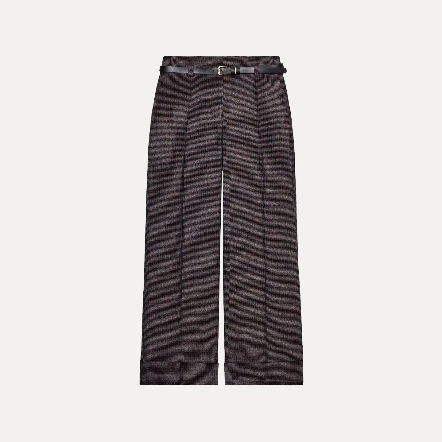 กางเกงขายาวทรงตรงเอวสูงลายสก็อตหลวมสไตล์แฟชั่นส่วนตัวสำหรับผู้หญิง คอลเลคชั่นฤดูใบไม้ร่วงปี 2025 พร้อมเข็มขัด  ชุดลำลองสำหรับสุภาพสตรี