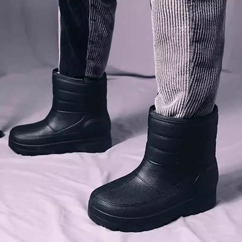 

Men's Fce Lined High Top Snow Boots Waterproof Cotton oes Lightweight Work Boots Car Wa Kitchen Cold Storage Boots